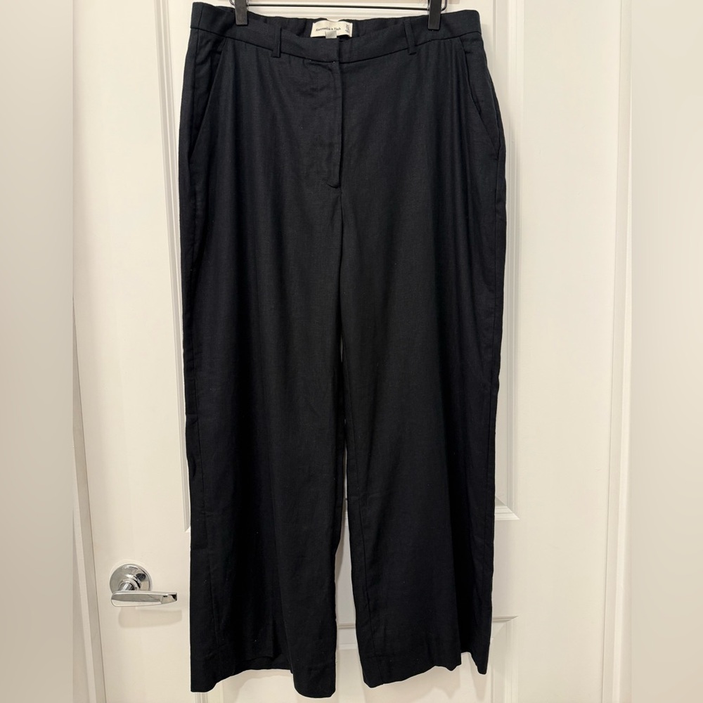 Abercrombie & Fitch Black Black Linen Trouser Curve Love